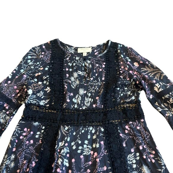 Moulinette Soeurs Anthropologie Floral Print Dress Lace Trim Size 2 Women's - Picture 3 of 13